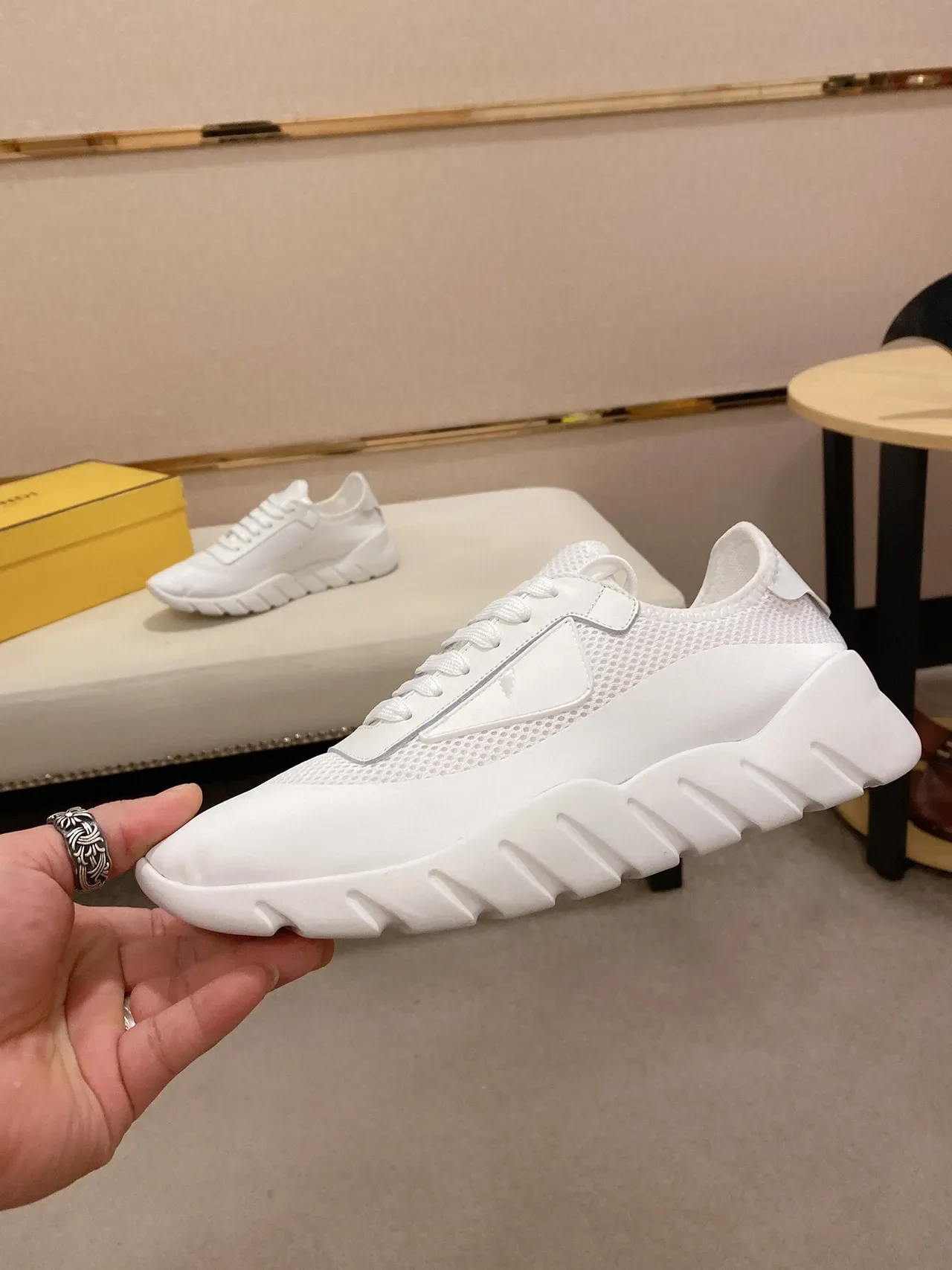 All-White Mesh and Synthetic Low-Top Lace-Up Sneakers 8
