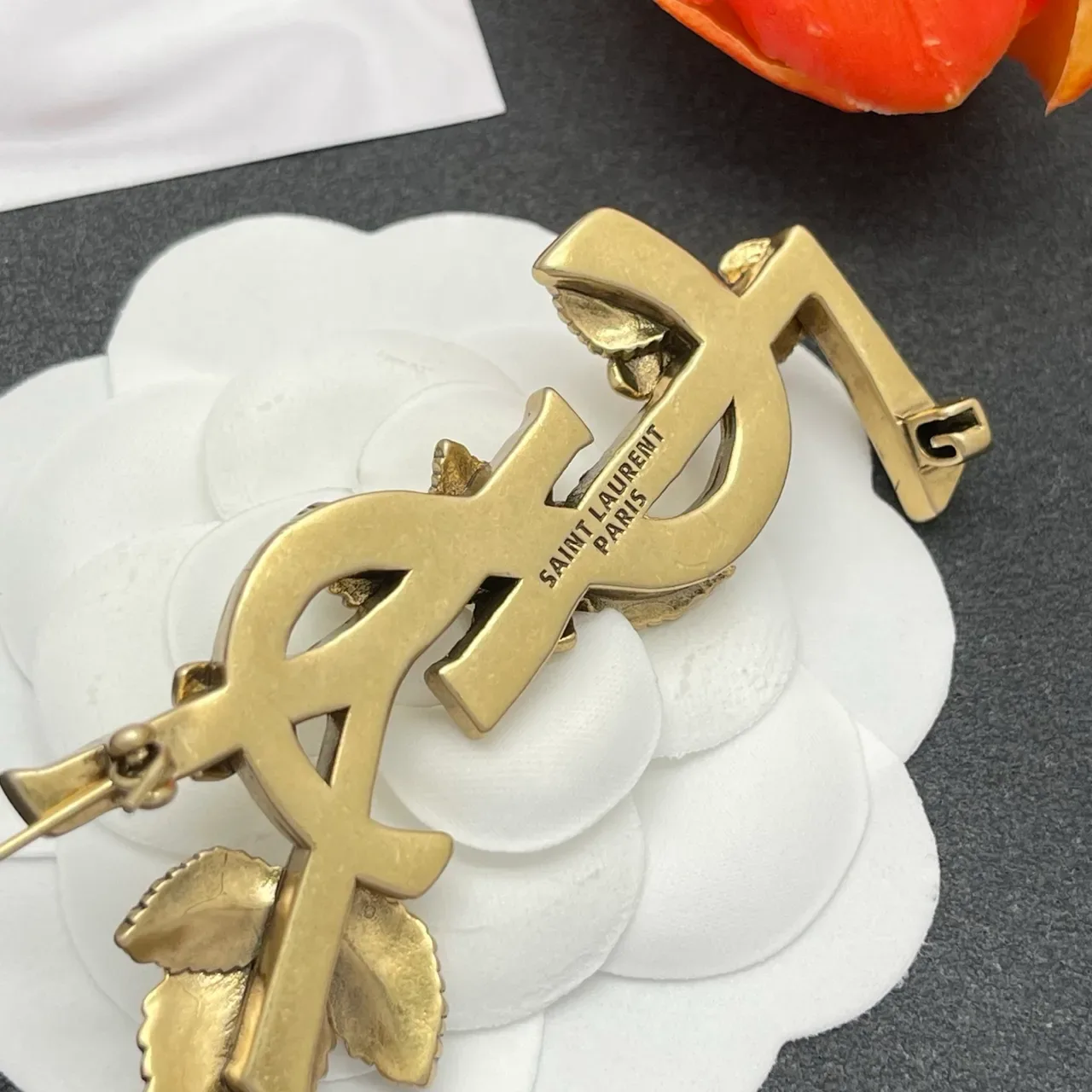 Antique Brass Floral Branch Brooch 3