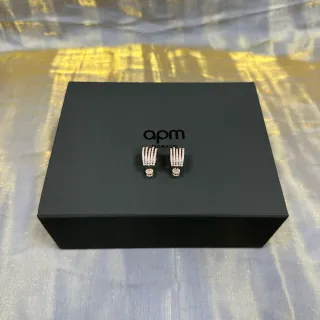 apm Monaco Fan-Shaped Multi-Row Crystal Drop Earrings