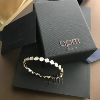 APM Monaco سوار فضي بلورات Pavé نجمة هندسية مفتوحة
