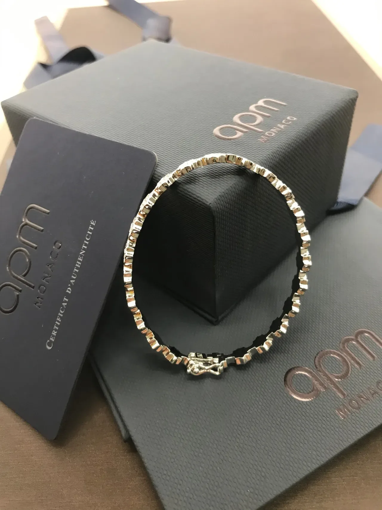 apm Monaco Geometric Star Cutout Pavé Crystal Silver Bracelet 6