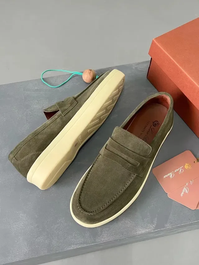 Army Green Beige Suede Upper Penny Strap Loafer 5