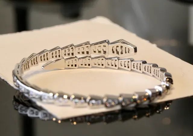 Articulated Geometric Pavé-Set Stone Silver-Tone Bracelet 2