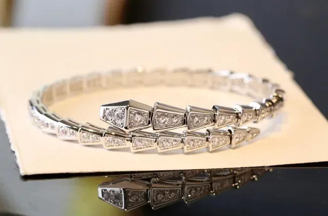 Articulated Geometric Pavé-Set Stone Silver-Tone Bracelet 4