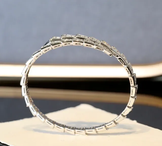 Articulated Geometric Pavé-Set Stone Silver-Tone Bracelet 6