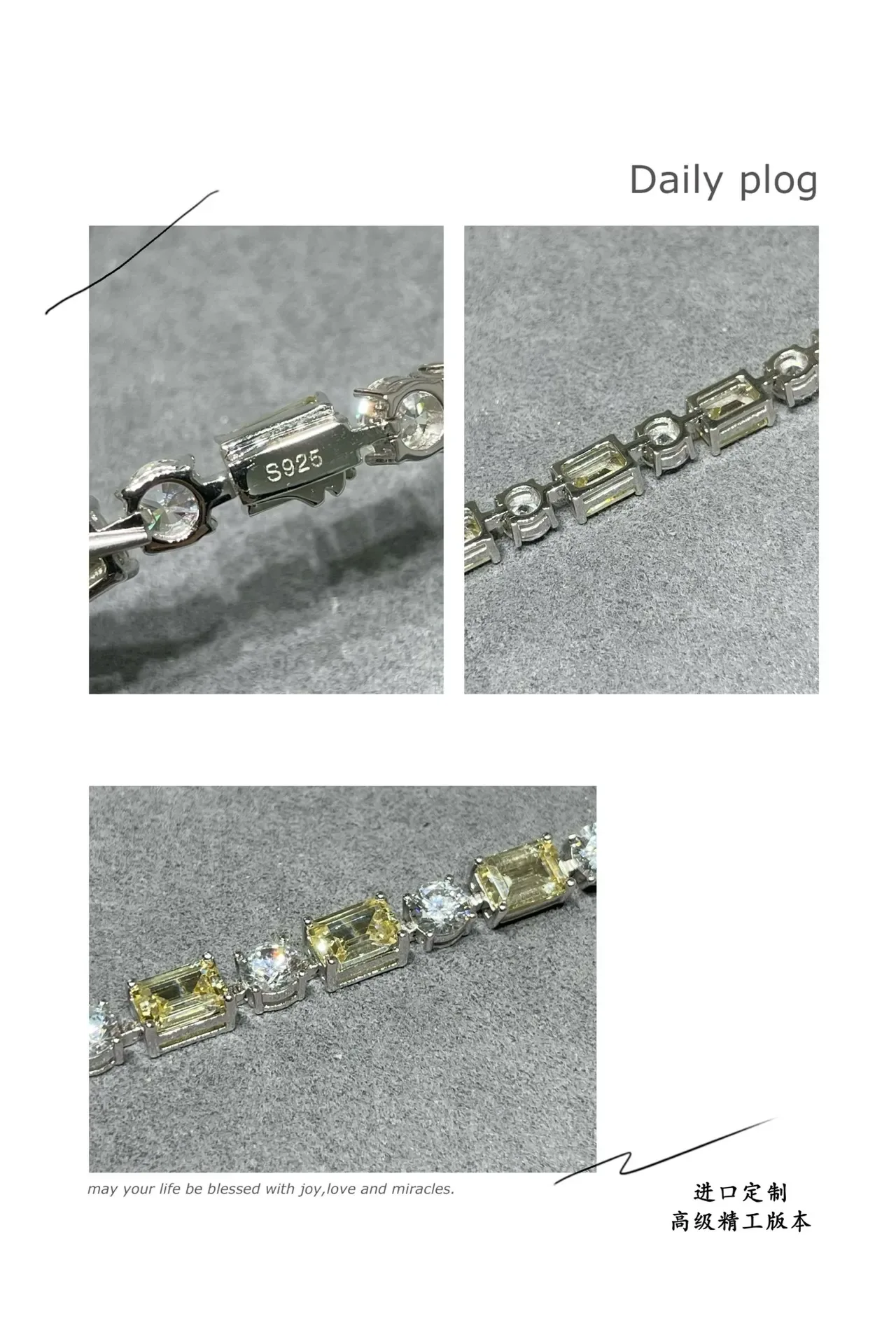 Baguette and Round Stone Alternating Linear Necklace 2