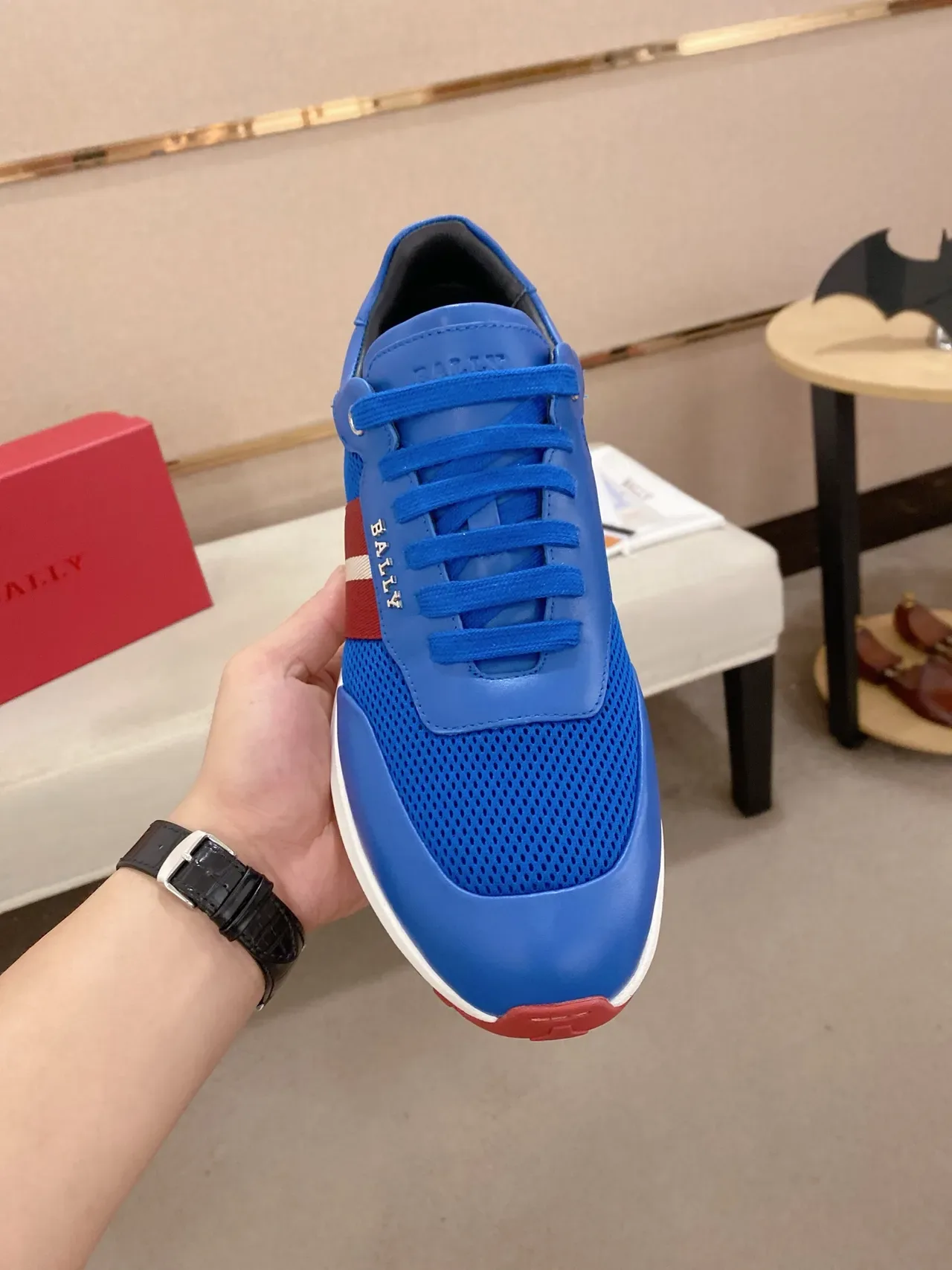 Bally Blue Red Mesh And Synthetic Upper Striped Side Stripe Lifestyle Sneakers 5