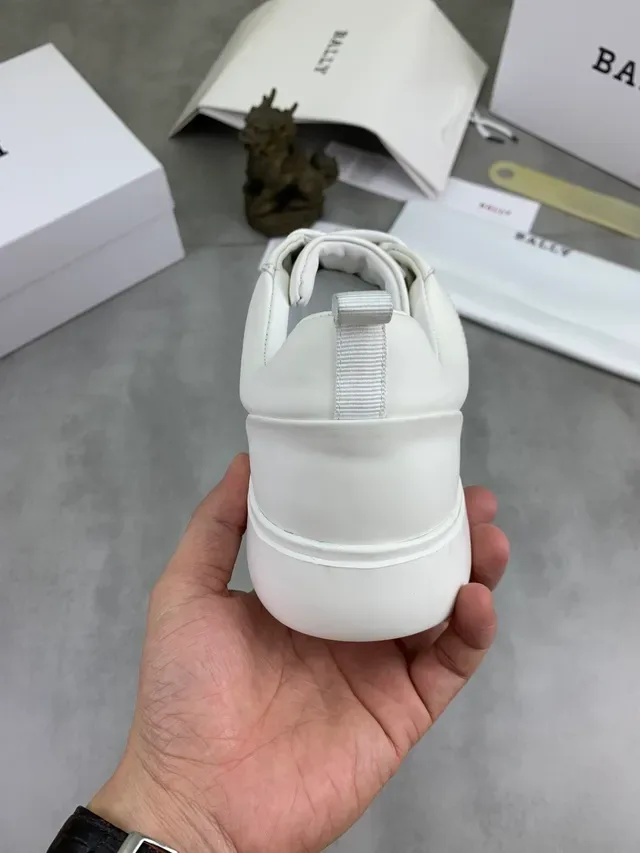 Bally Le City White Burgundy Leather Perforated Toe Lifestyle Sneakers 3