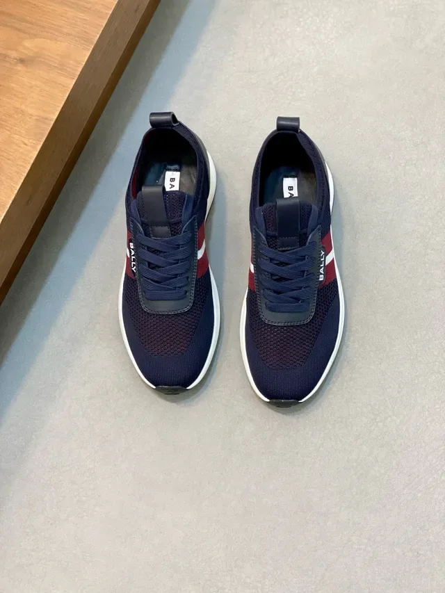 Bally Navy Red Mesh Upper Low-Top Lace-Up Lifestyle Sneakers 2