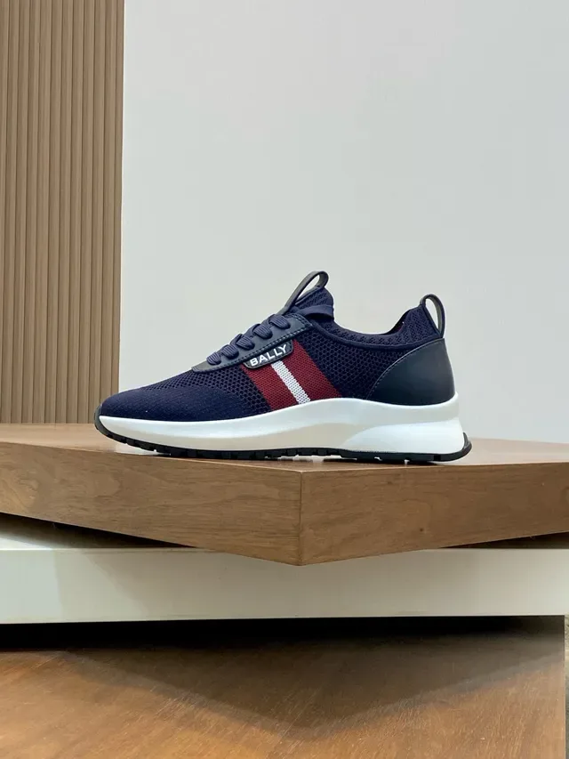 Bally Navy Red Mesh Upper Low-Top Lace-Up Lifestyle Sneakers 3