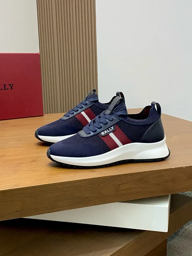 Bally Navy Red Mesh Upper Low-Top Lace-Up Lifestyle Sneakers 4