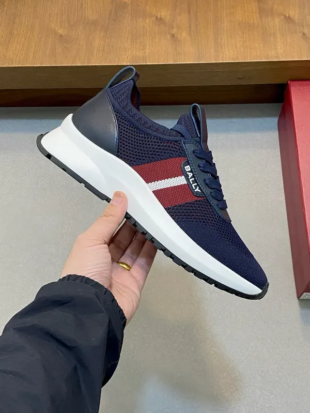 Bally Navy Red Mesh Upper Low-Top Lace-Up Lifestyle Sneakers 5