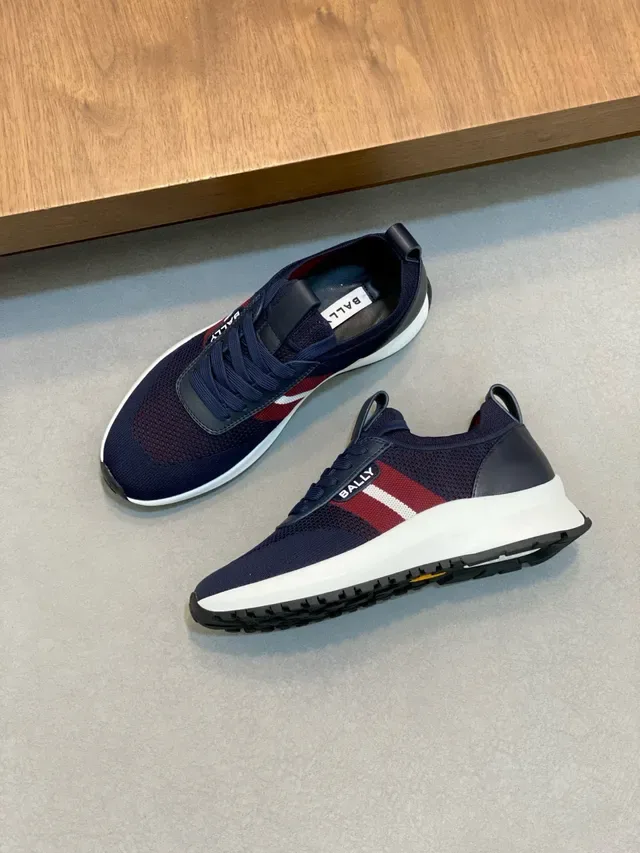 Bally Navy Red Mesh Upper Low-Top Lace-Up Lifestyle Sneakers 6