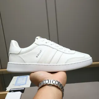 BALLY White Leather Minimalist Court-Style Lifestyle Sneakers