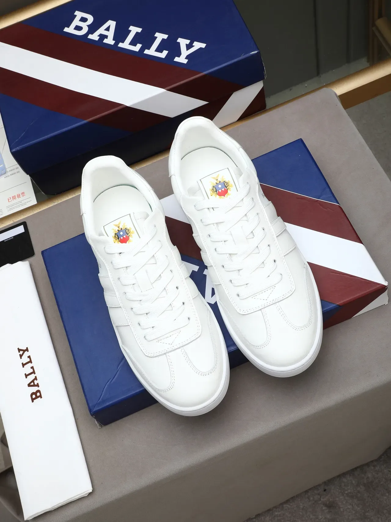 BALLY White Leather Minimalist Court-Style Lifestyle Sneakers 2