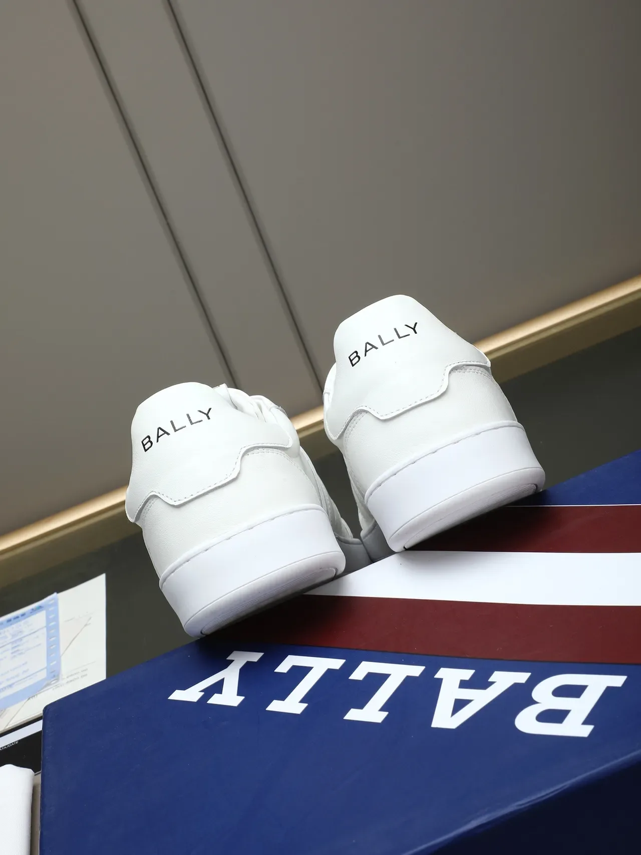 BALLY White Leather Minimalist Court-Style Lifestyle Sneakers 3