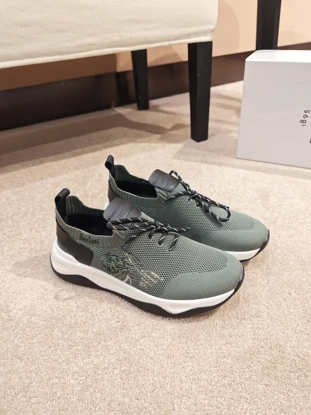 Becksondergaard Army Green White Knit Upper Sculpted Two-Tone Midsole Sneakers 4