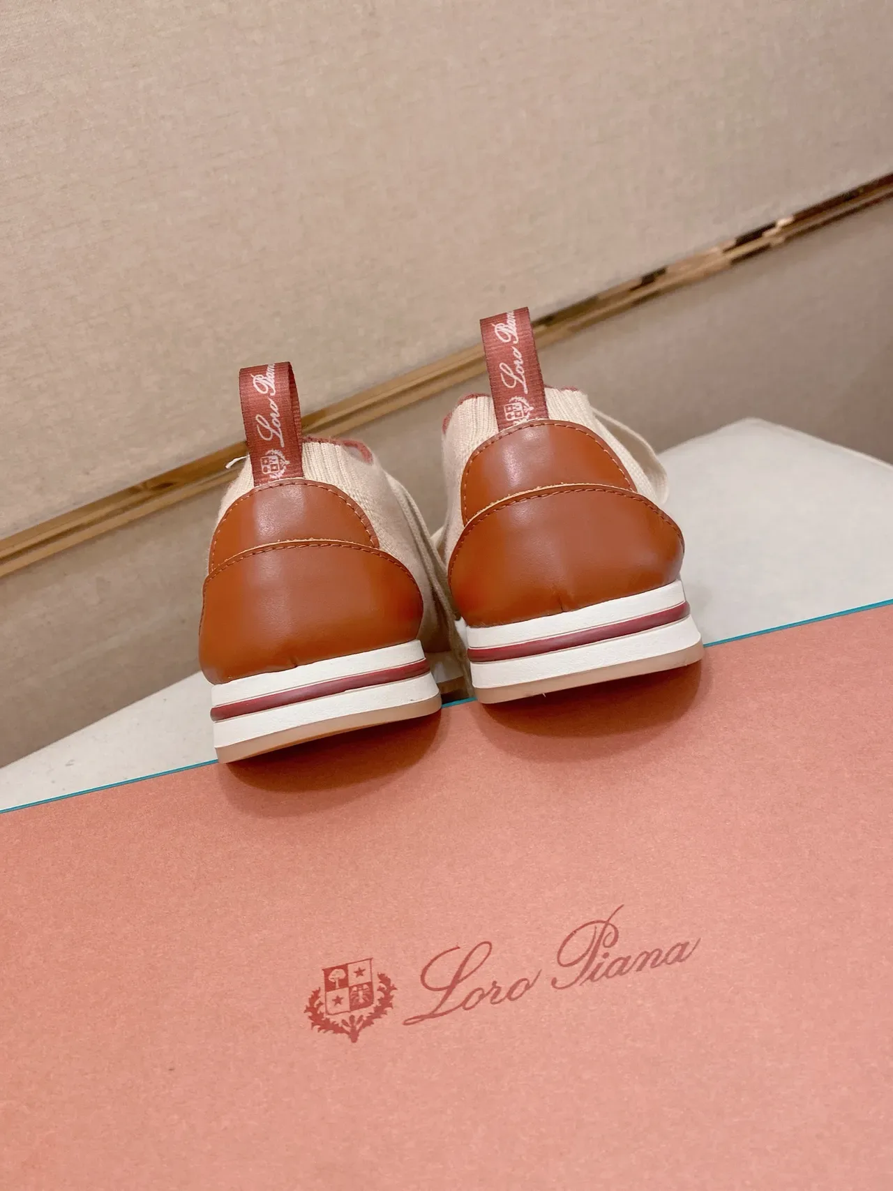 Beige and Brown Knit Lace-Up Sneaker 3
