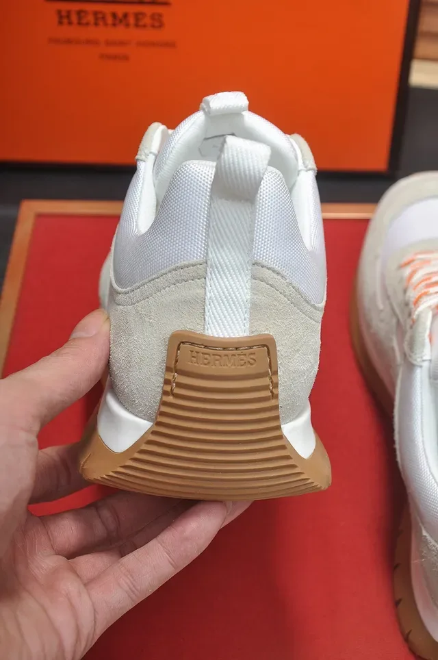 Beige and White Suede Mesh Panelled Retro Runner Sneaker 2