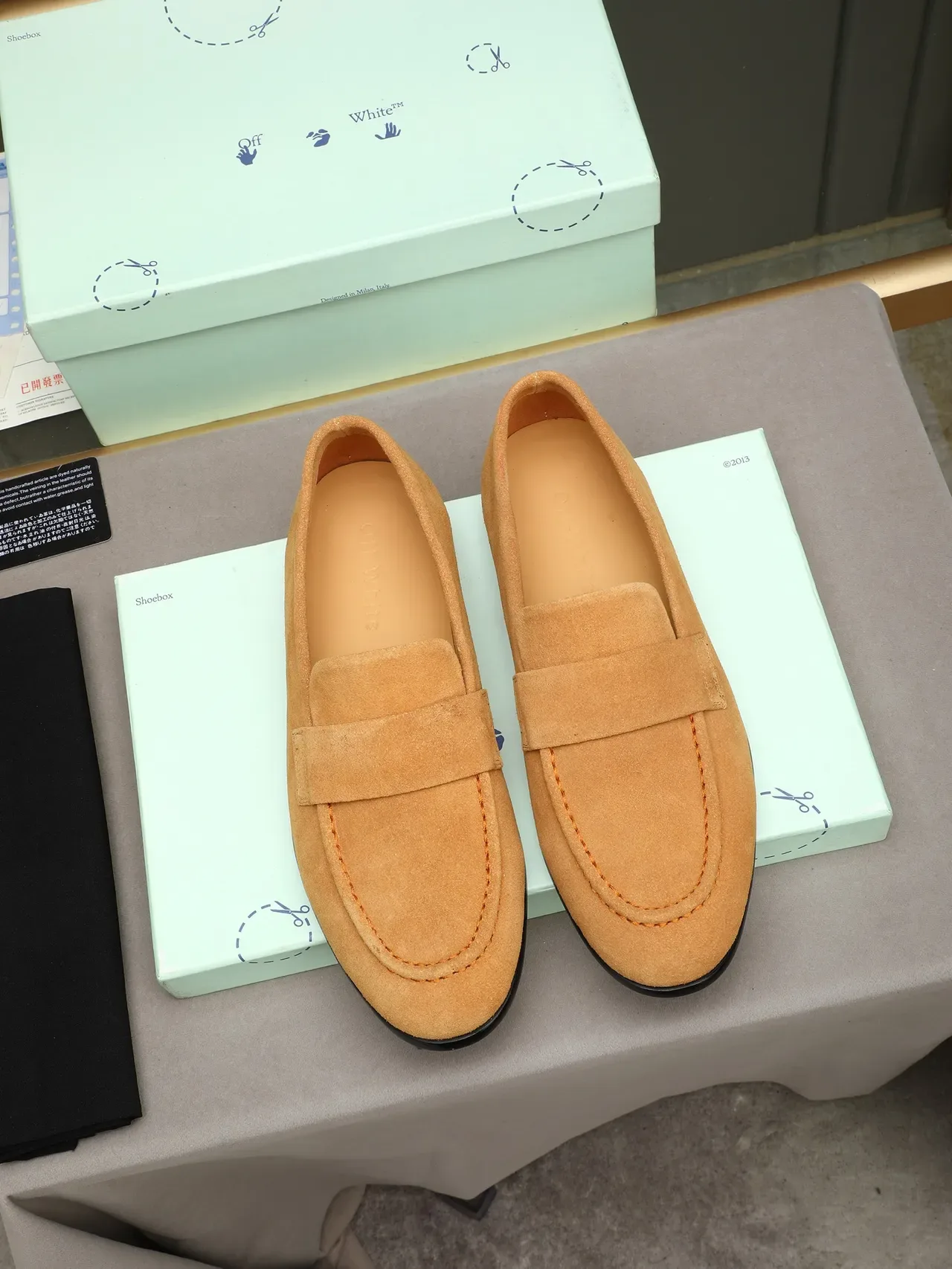 Beige Black Suede Penny Loafer 3