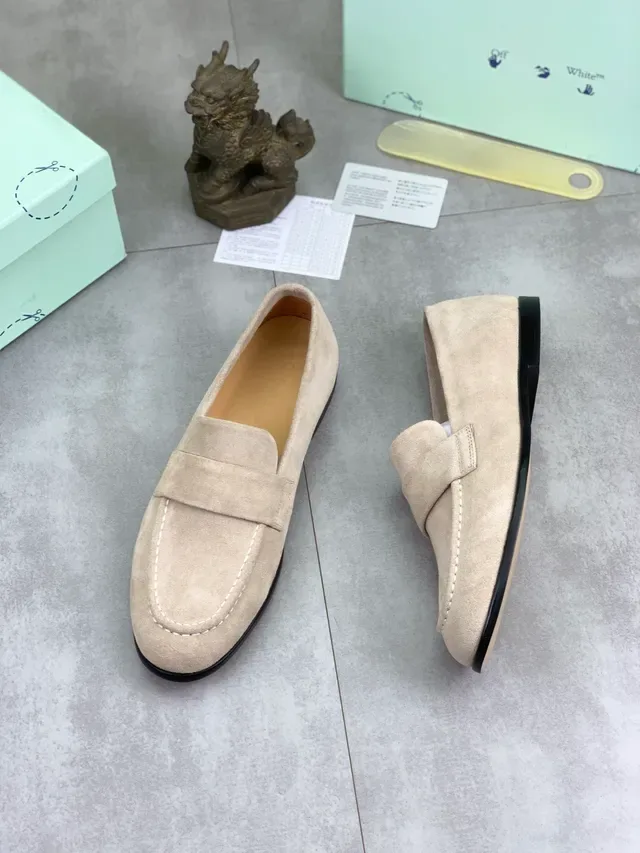 Beige Black Suede Penny Strap Loafer 5