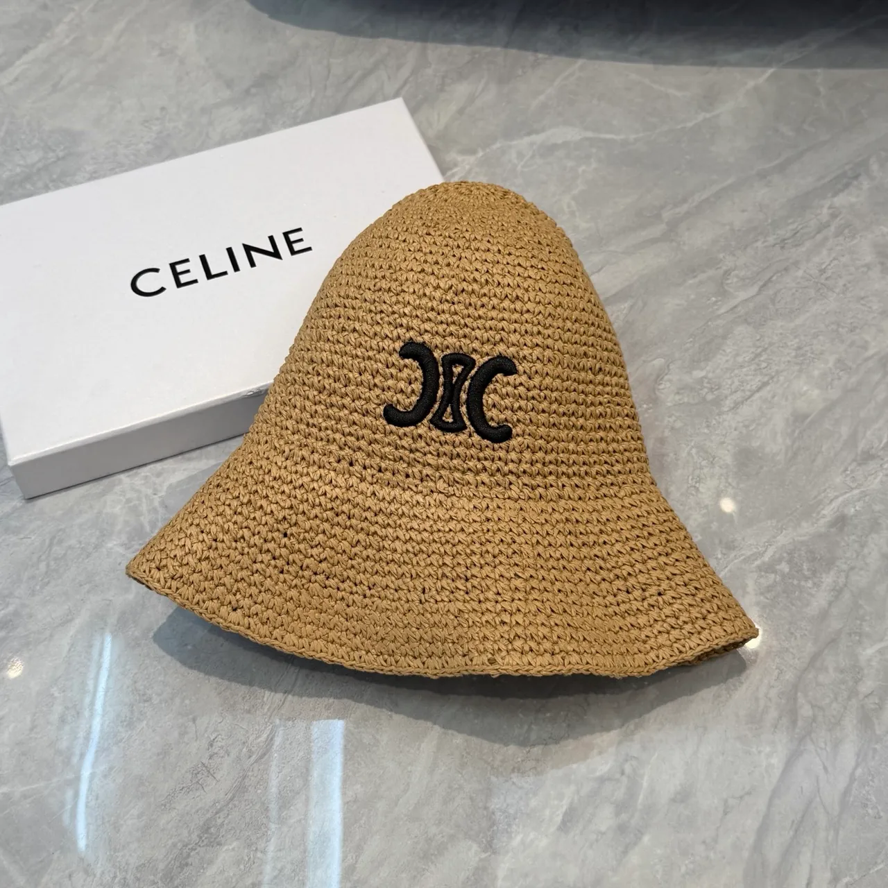 Beige Noir Paille Tressée Chapeau de Seau à Bordures Larges 3