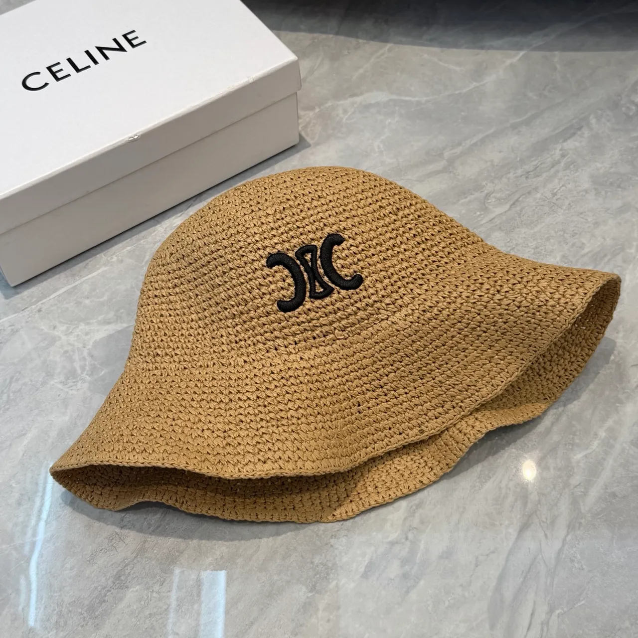 Beige Noir Paille Tressée Chapeau de Seau à Bordures Larges 4