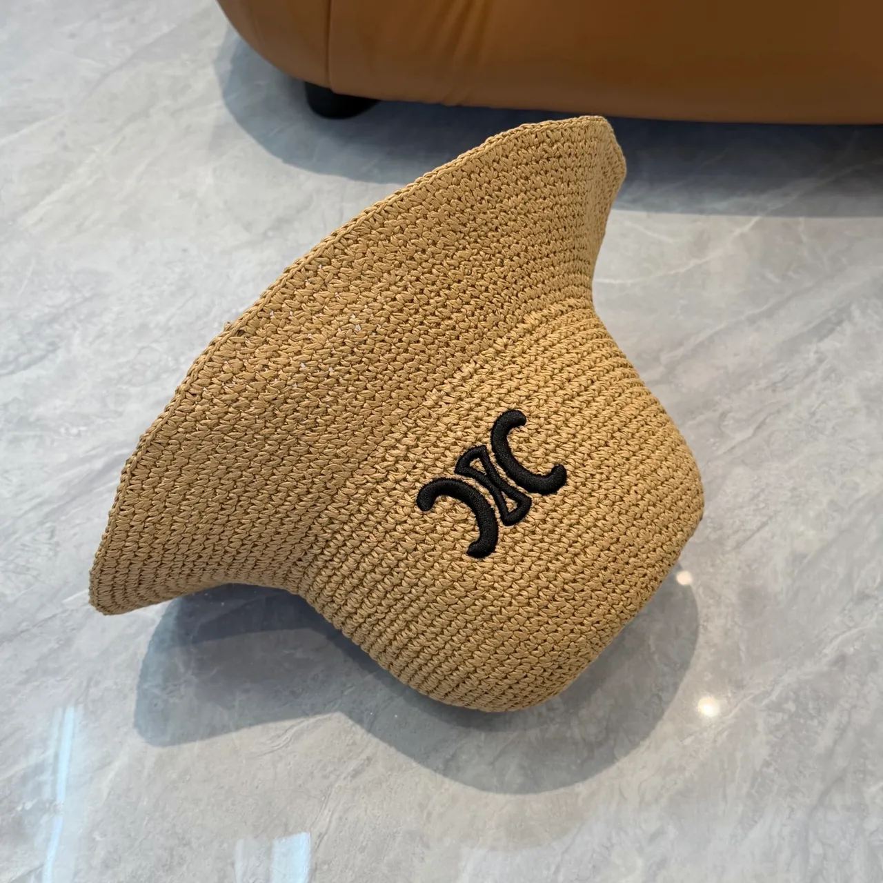 Beige Noir Paille Tressée Chapeau de Seau à Bordures Larges 5