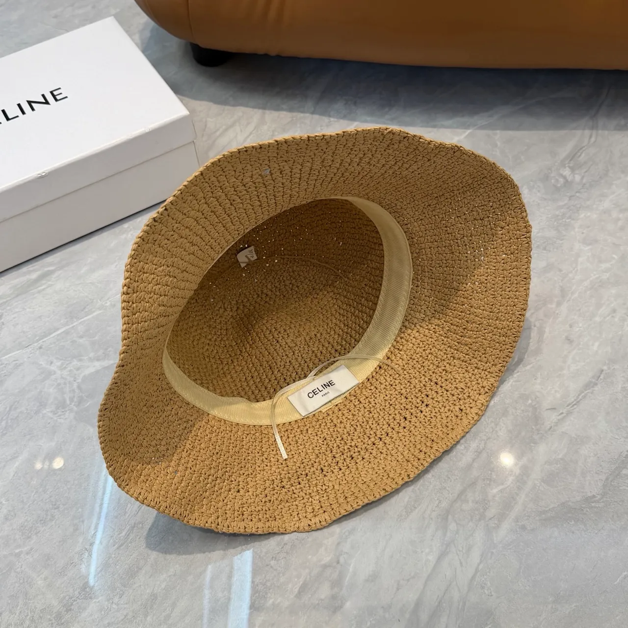 Beige Noir Paille Tressée Chapeau de Seau à Bordures Larges 7