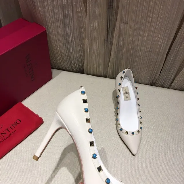Beige Blue Pointed-Toe Heel Stiletto 3