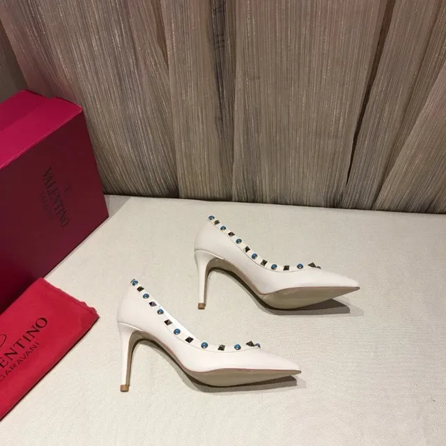 Beige Blue Pointed-Toe Heel Stiletto 4