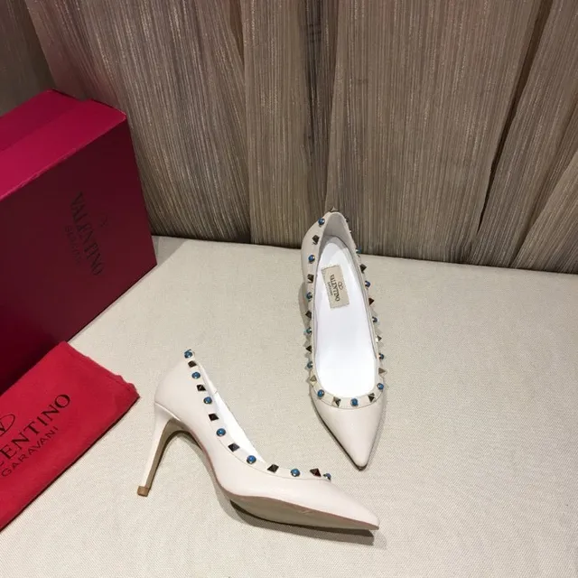 Beige Blue Pointed-Toe Heel Stiletto 7