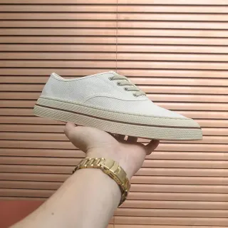 Beige Brown Low-Top Lace-Up Canvas Shoes
