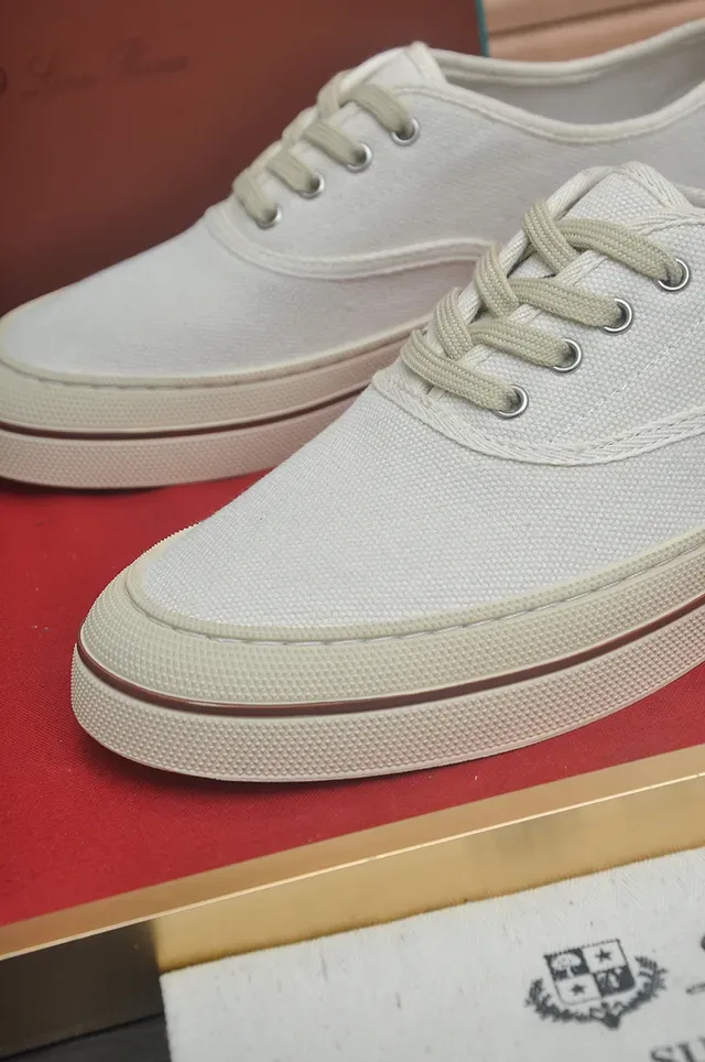 Beige Brown Low-Top Lace-Up Canvas Shoes 2
