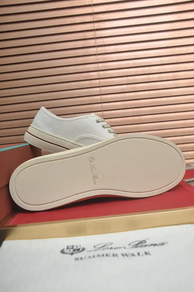 Beige Brown Low-Top Lace-Up Canvas Shoes 3