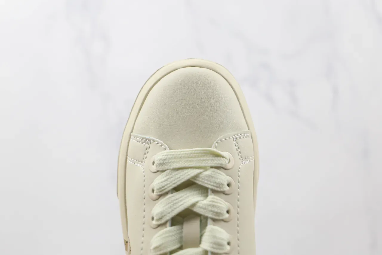 Beige Gold Platform Sole Embroidered Logo Sneakers 6