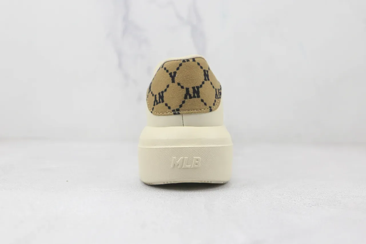 Beige Gold Platform Sole Embroidered Logo Sneakers 9