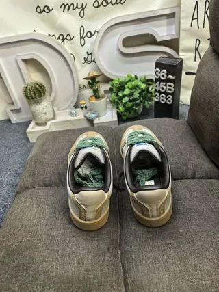Beige Green Retro Low-Top Mixed-Material Upper Lifestyle Sneakers 8