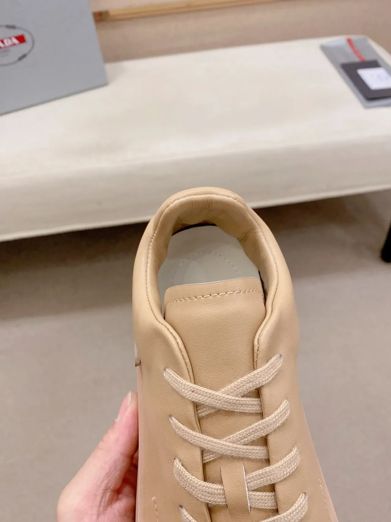 Beige Leather Low-Top Minimalist Sneaker 4