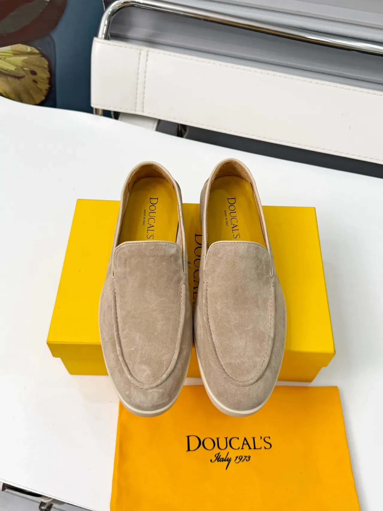 Beige Suede Moc-Toe Slip-On Loafers 5
