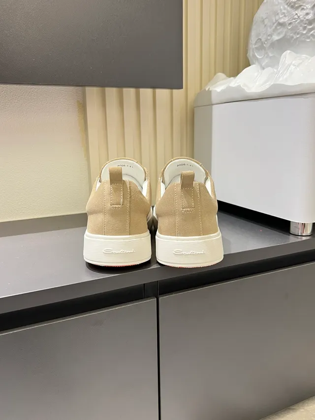 Beige Suede Slip-On White Sole Sneakers 2
