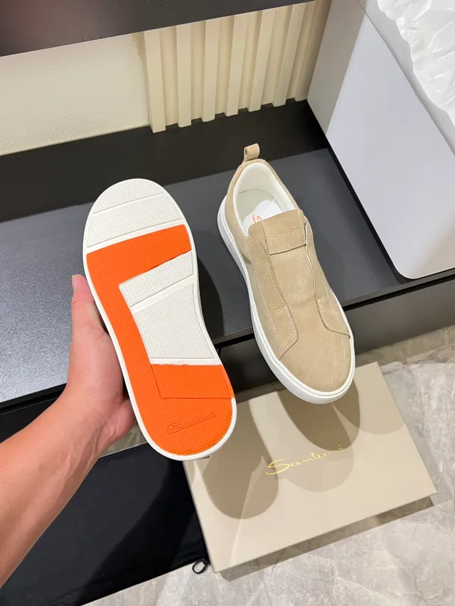Beige Suede Slip-On White Sole Sneakers 4