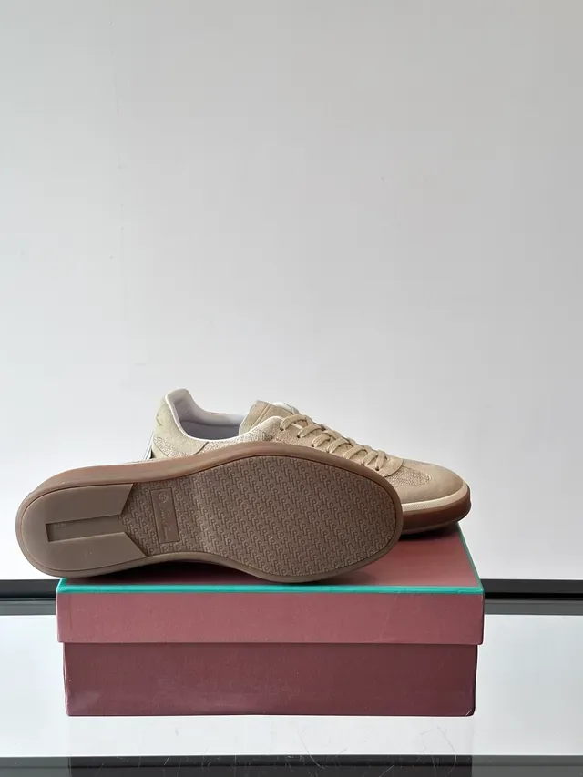 Beige Textile-Suede Low-Top Lifestyle Sneakers 2