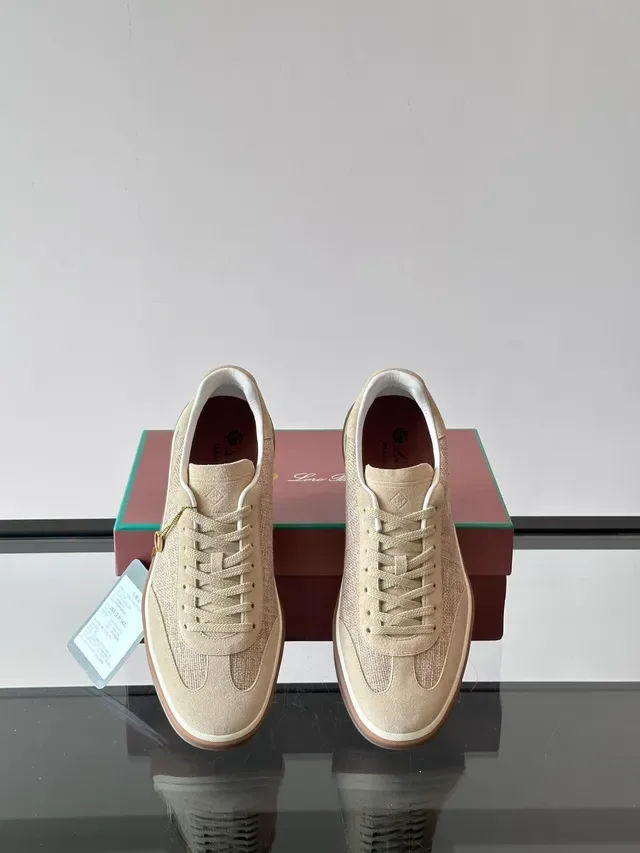 Beige Textile-Suede Low-Top Lifestyle Sneakers 4