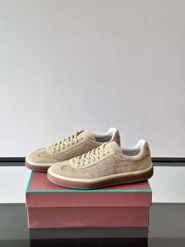 Beige Textile-Suede Low-Top Lifestyle Sneakers 5