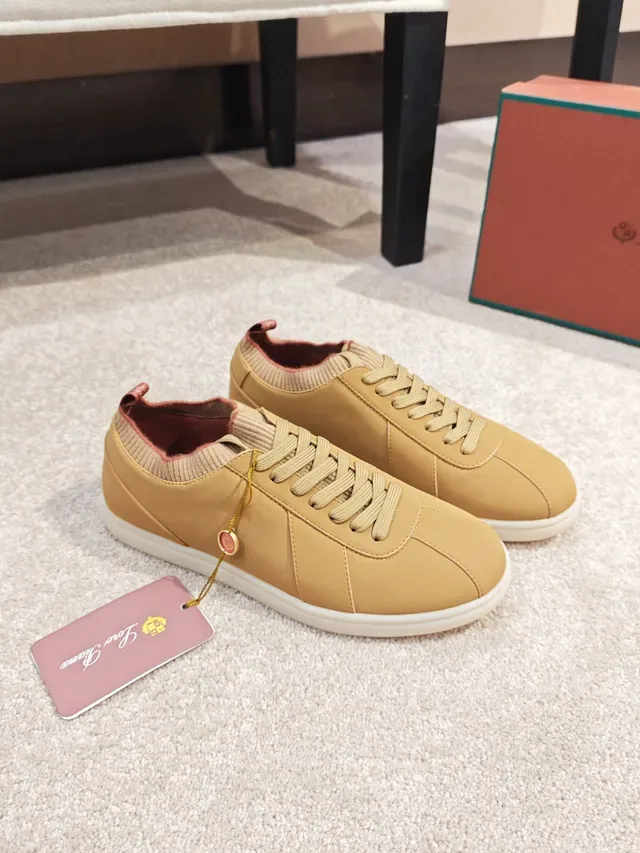 Beige White Low-Top Smooth Upper Sneakers 5