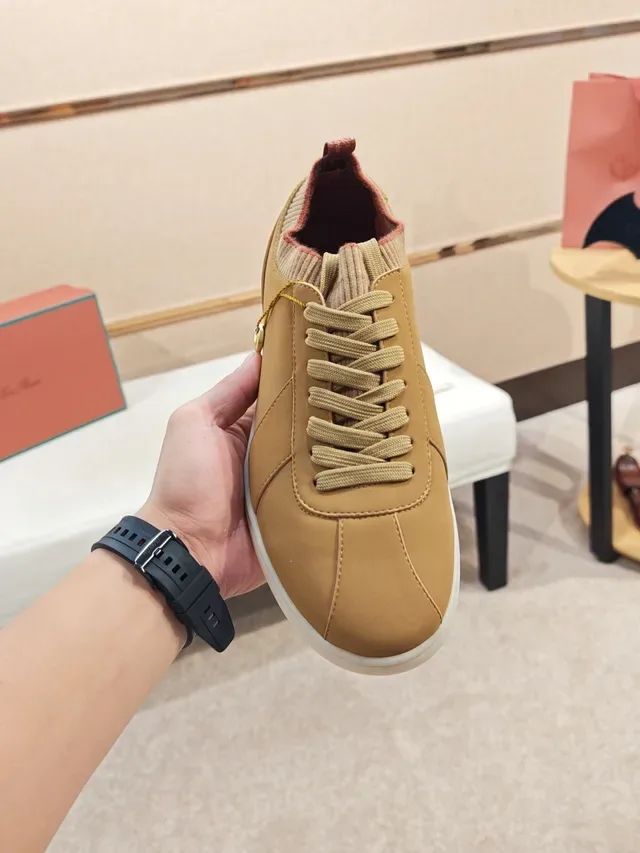 Beige White Low-Top Smooth Upper Sneakers 6