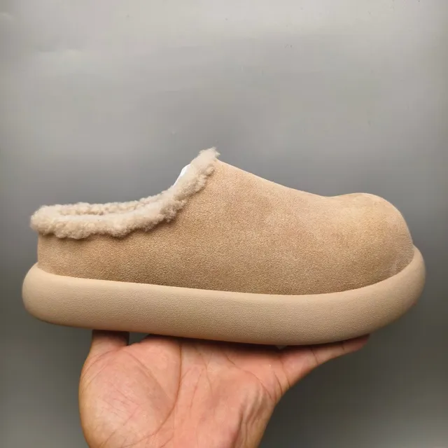 Beige White Suede-Like Upper Shearling-Lined Collar Casual Shoes 2
