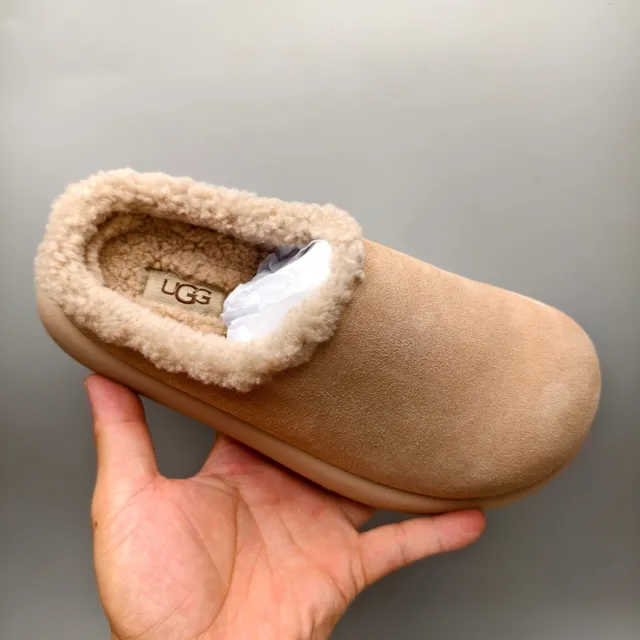Beige White Suede-Like Upper Shearling-Lined Collar Casual Shoes 3