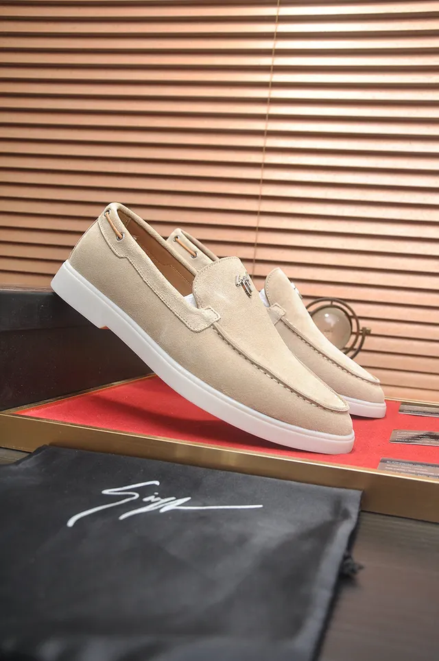 Beige White Suede Upper Moccasin Stitching Loafer 3